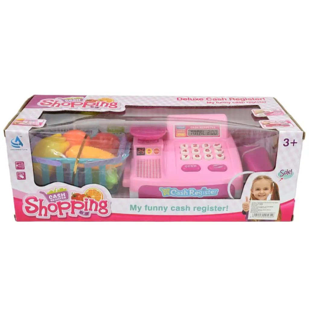 Happy Shopping: Rosa Registrierkasse mit Produkten, Sound und Zubehör 22x10x15cm Bild 9