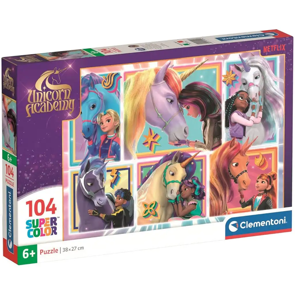 Unicorn Akademie zusammen mit den Einhörnern 104-teiliges Supercolor Puzzle - Clementoni