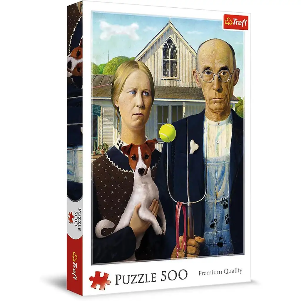 American Gothic Hund Ausgabe 500-teiliges Puzzle - Trefl Bild 1