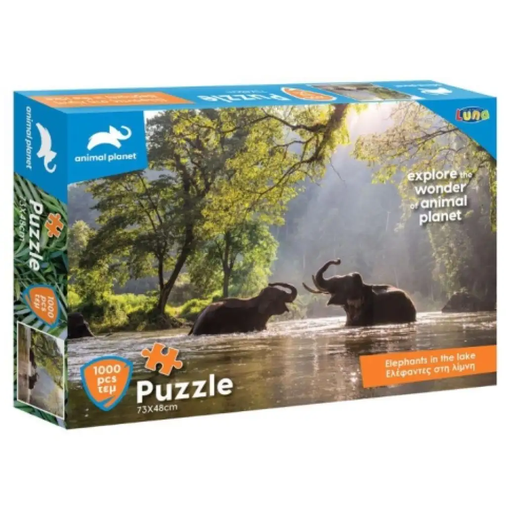 Animal Planet: Elefanten im See 1000-teiliges Puzzle Bild 1