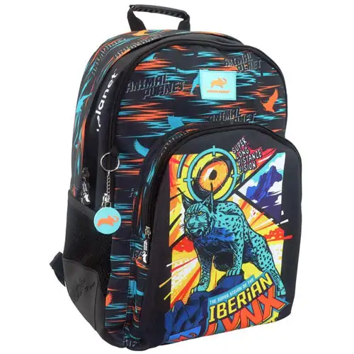 Animal Planet Iberischer Luchs runder Schulranzen, Rucksack 33x16x45cm Bild 1