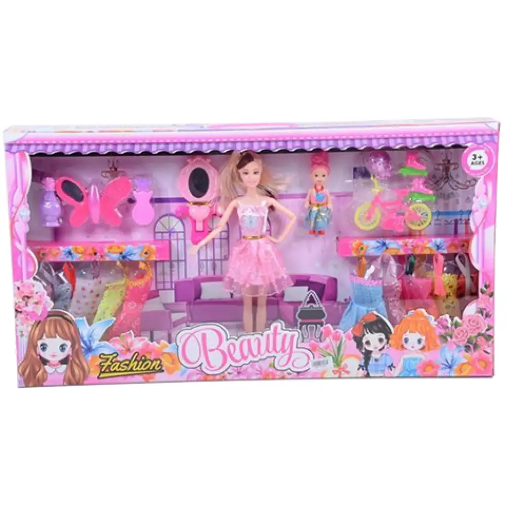 Ankleidepuppe Sandra mit modischen Accessoires und Kamm-Set 28cm Bild 1