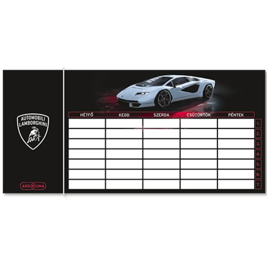 Ars Una: Lamborghini einseitiger, doppelseitiger Stundenplan in Schwarz Bild 1