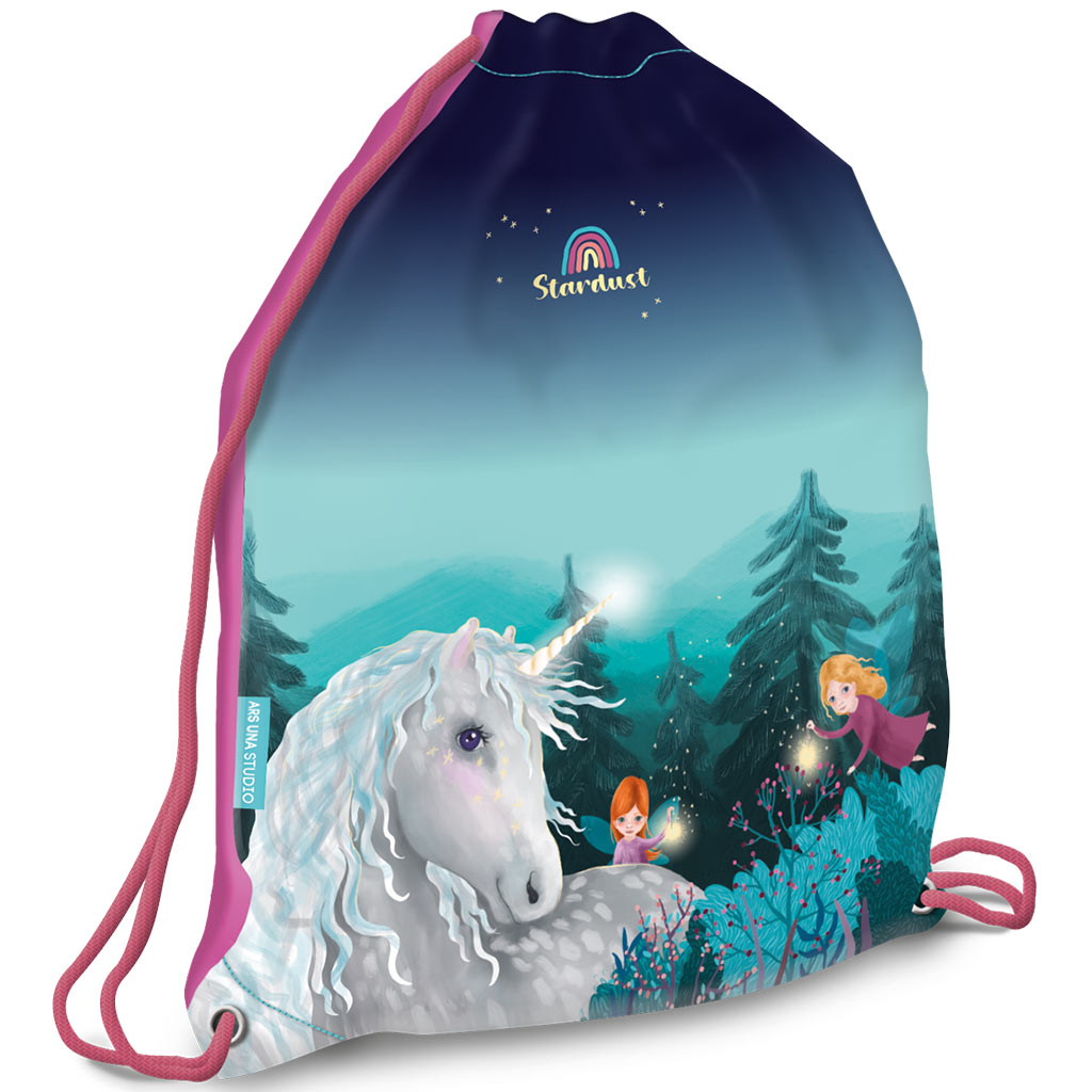 Ars Una: Stardust Einhorn gemusterter Turnbeutel, Sportbeutel 32x42cm Bild 1