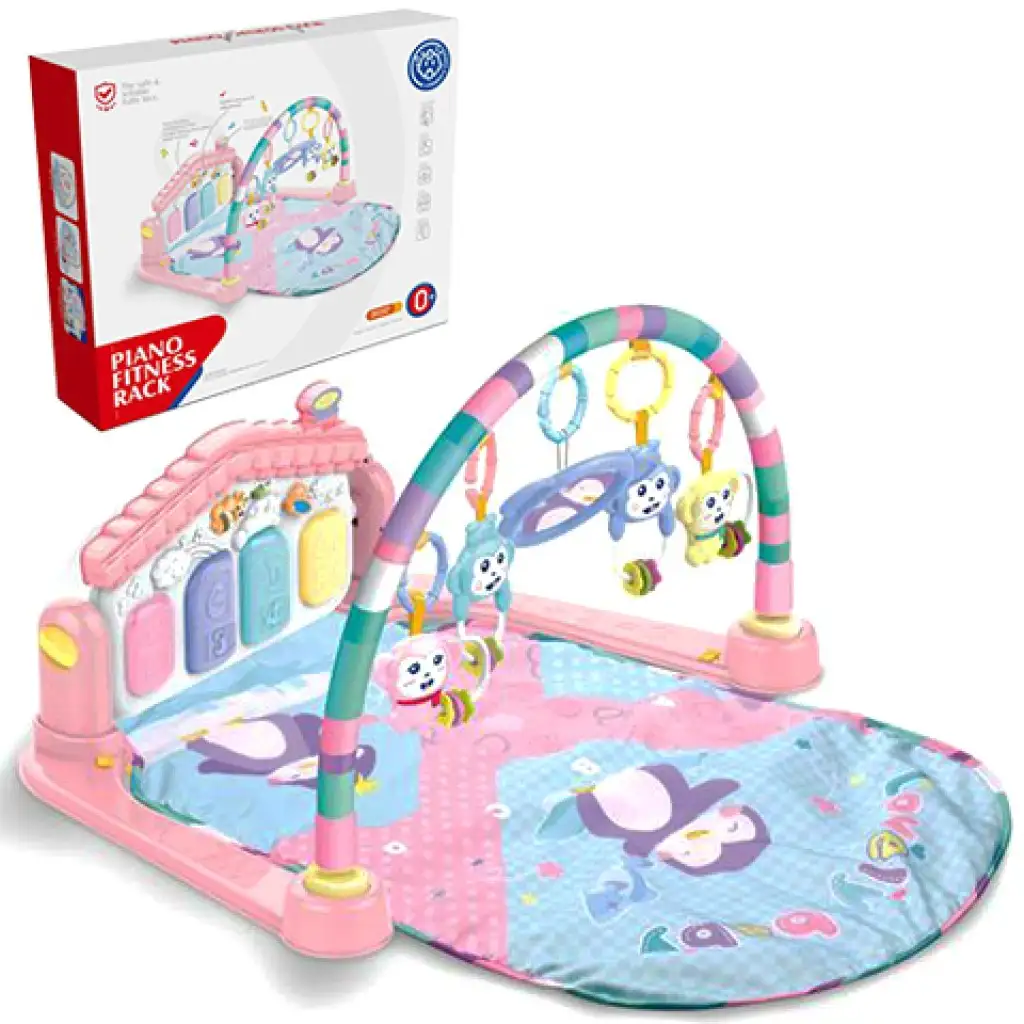 Baby-Fitness-Spielmatte mit Musik und Beschäftigung, Fußklavier in Pink Bild 1