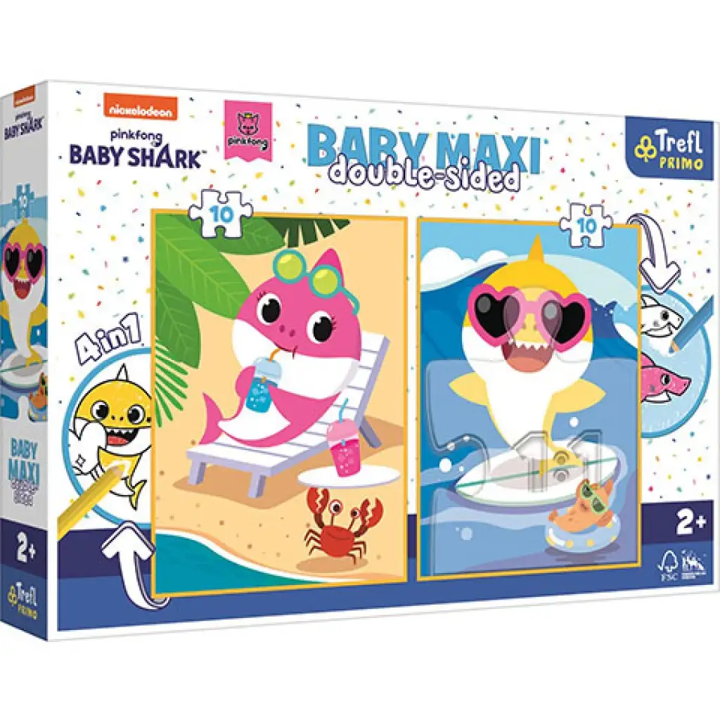 Baby Shark beidseitiges 4-in-1 Baby Maxi Puzzle 2x10 Teile - Trefl Bild 1