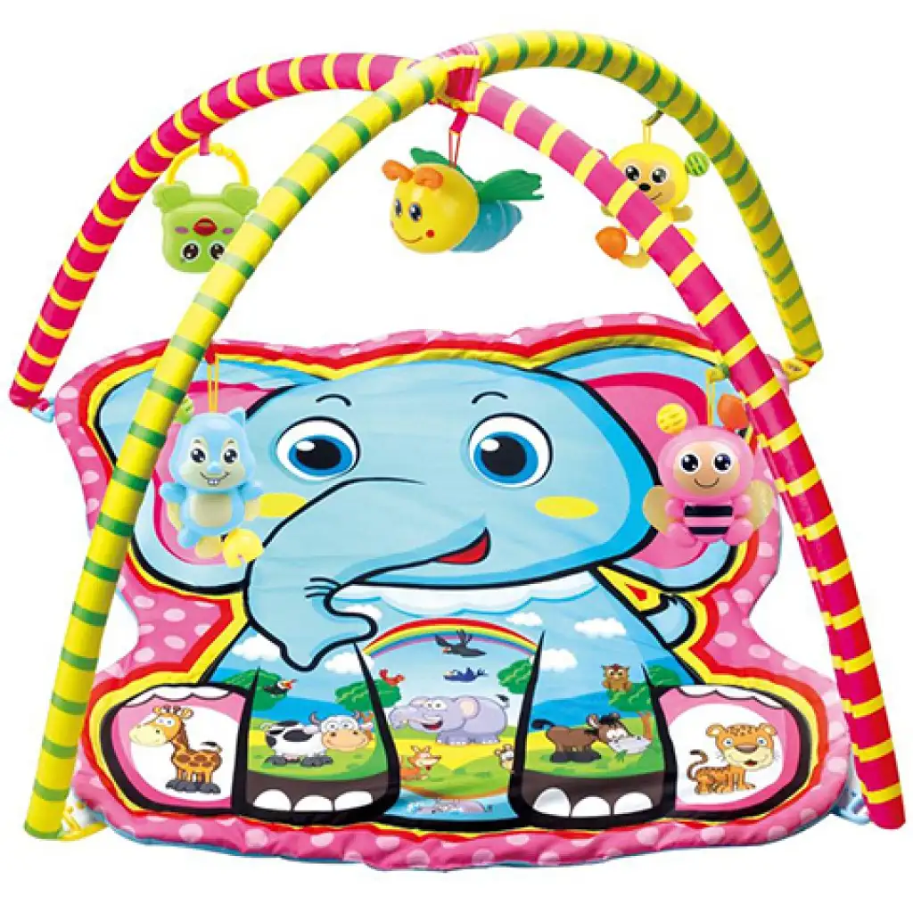 Baby-Spielteppich mit Elefanten und Plüsch-Tieren 72x65x47cm Bild 1