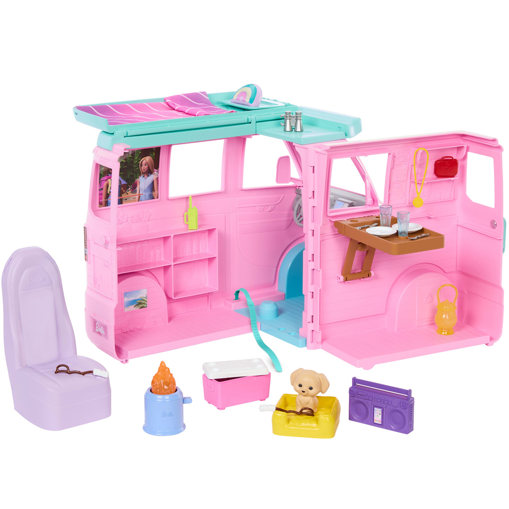 Barbie Dream Land Road Trip Wohnmobil mit 20 Zubehörteilen – Mattel Bild 3