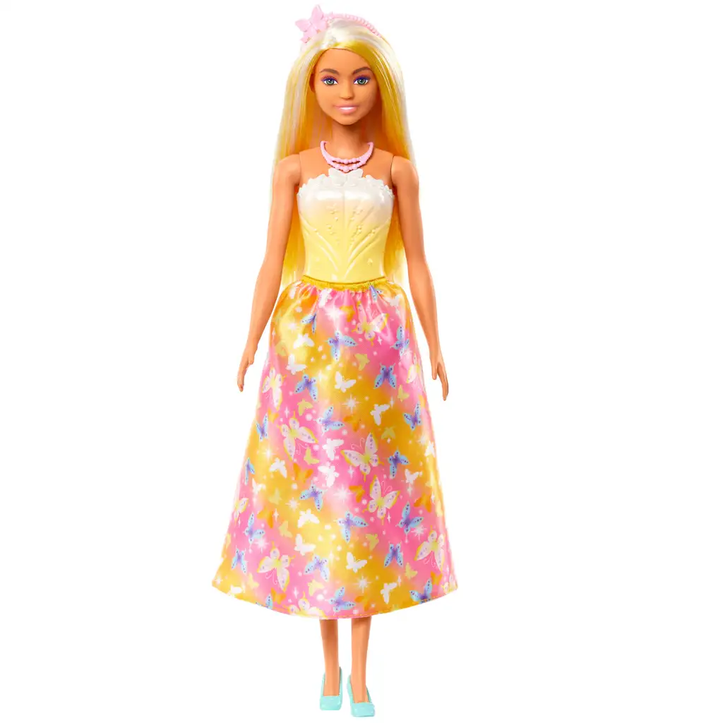 Barbie Dreamtopia: Prinzessinnenpuppe in gelb-rosa Schmetterlingskleid - Mattel Bild 2
