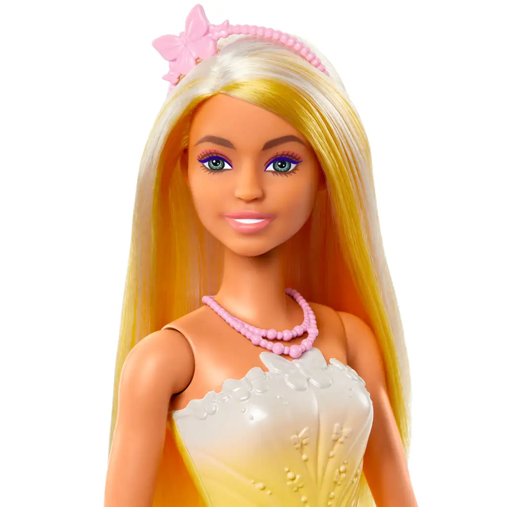 Barbie Dreamtopia: Prinzessinnenpuppe in gelb-rosa Schmetterlingskleid - Mattel Bild 3