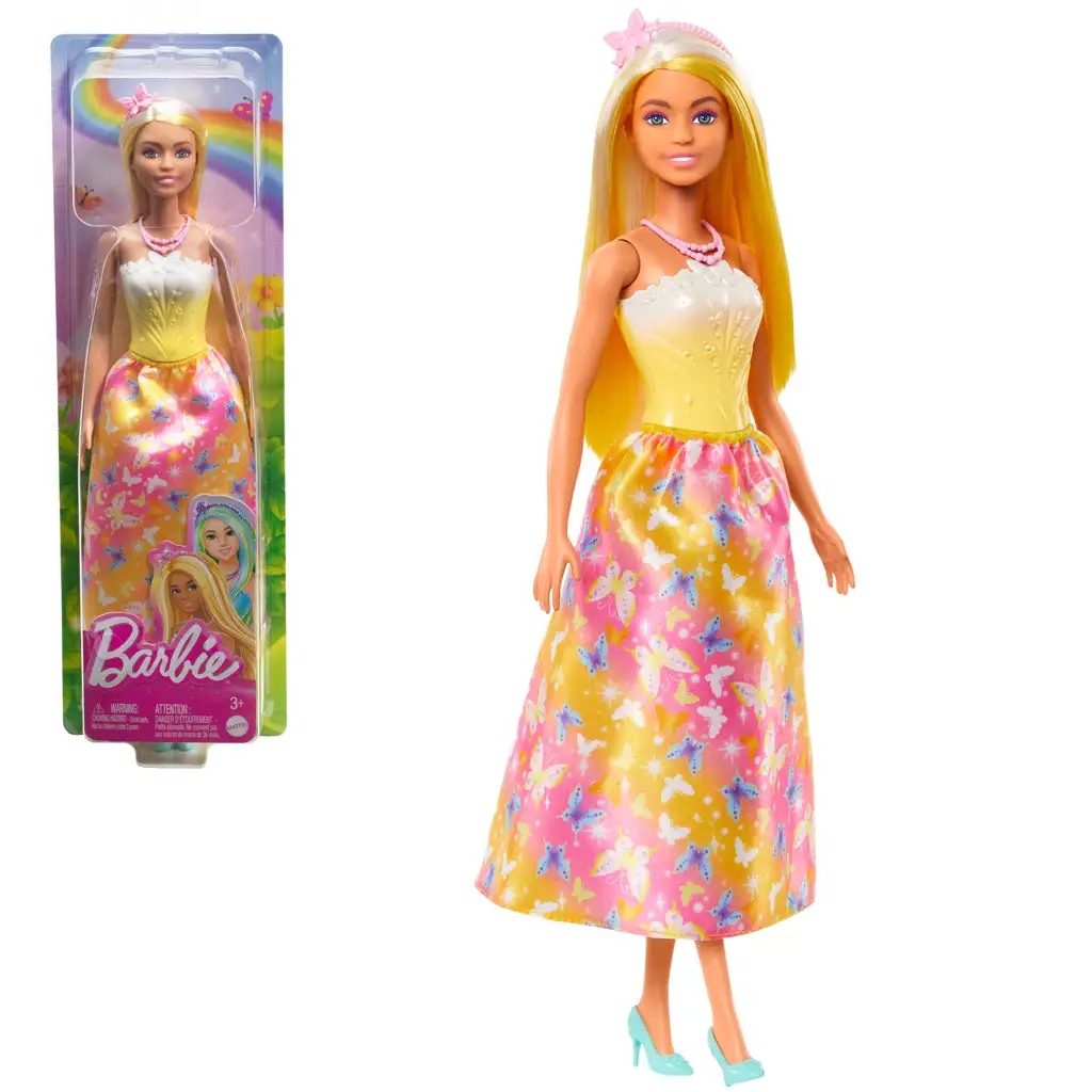 Barbie Dreamtopia: Prinzessinnenpuppe in gelb-rosa Schmetterlingskleid - Mattel Bild 1