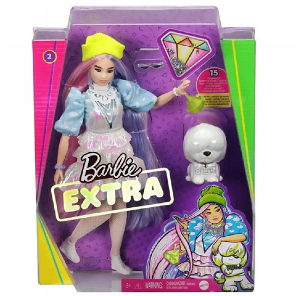 Barbie Extra: Puppe im glitzernden Kleid mit Haustier - Mattel Bild 1