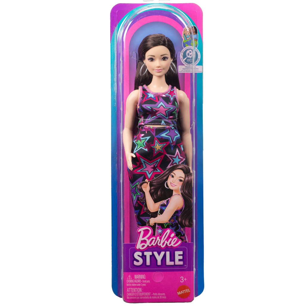Barbie Fashionista Freundinnen stilvolle Modepuppe mit Sternenmusterkleid - Mattel Bild 1