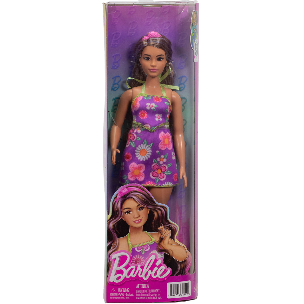 Barbie: Fashionista Freundinnen mit blumigem Kleid und lila Strähnen – Mattel Bild 1