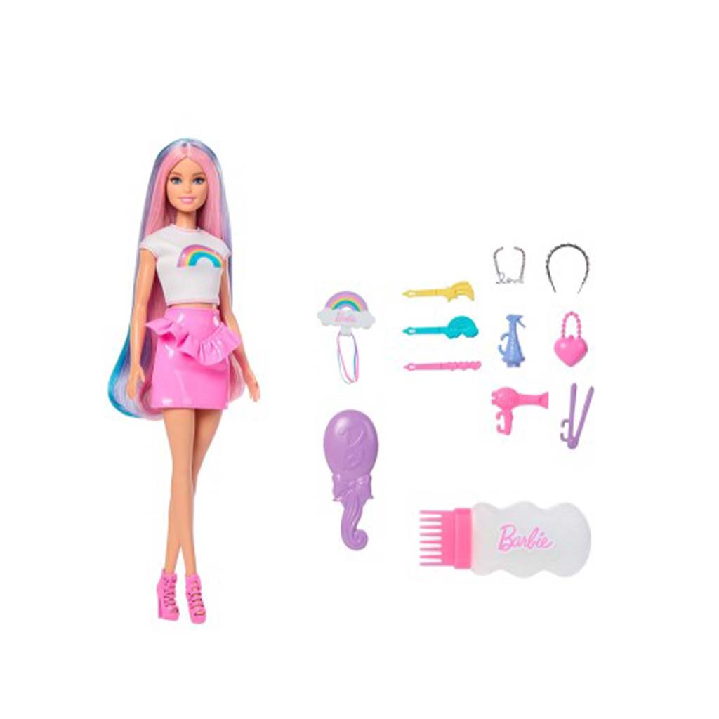 Barbie: Strahlende Regenbogenhaar Puppe mit Zubehör - Mattel Bild 2