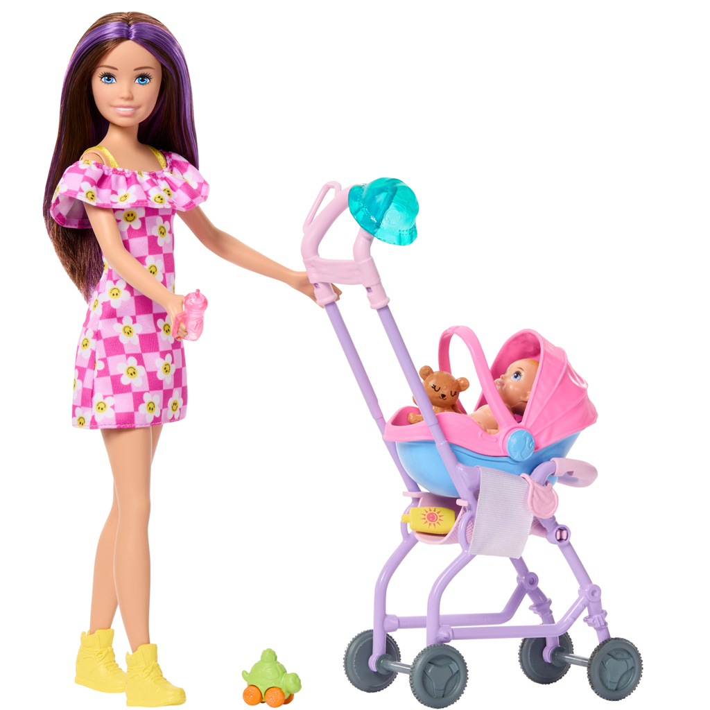 Barbie Puppe im Blumenkleid Babysitter Spielset - Mattel Bild 2