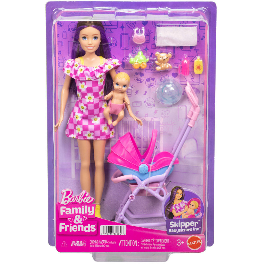 Barbie Puppe im Blumenkleid Babysitter Spielset - Mattel Bild 1