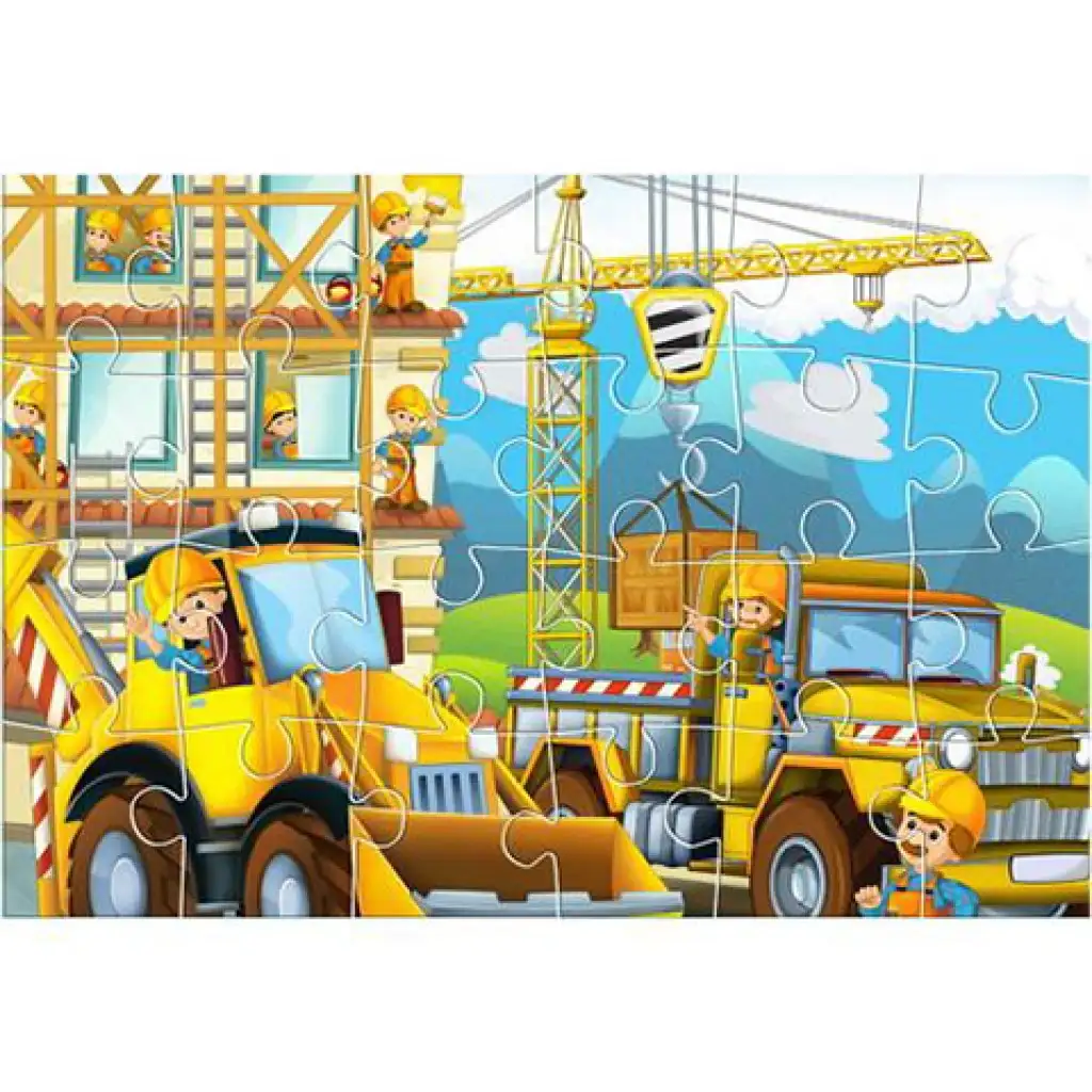 Bau-Puzzle mit 24 Teilen und drei ausmalbaren Postern Bild 2