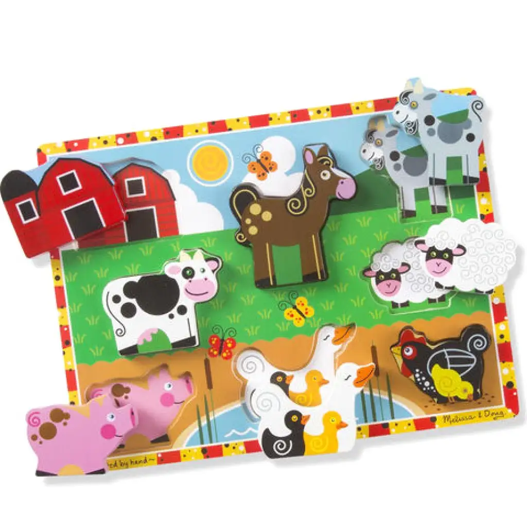 Bauernhof Tier dickes Holz Formpuzzle 8 Teile - Melissa & Doug Bild 1