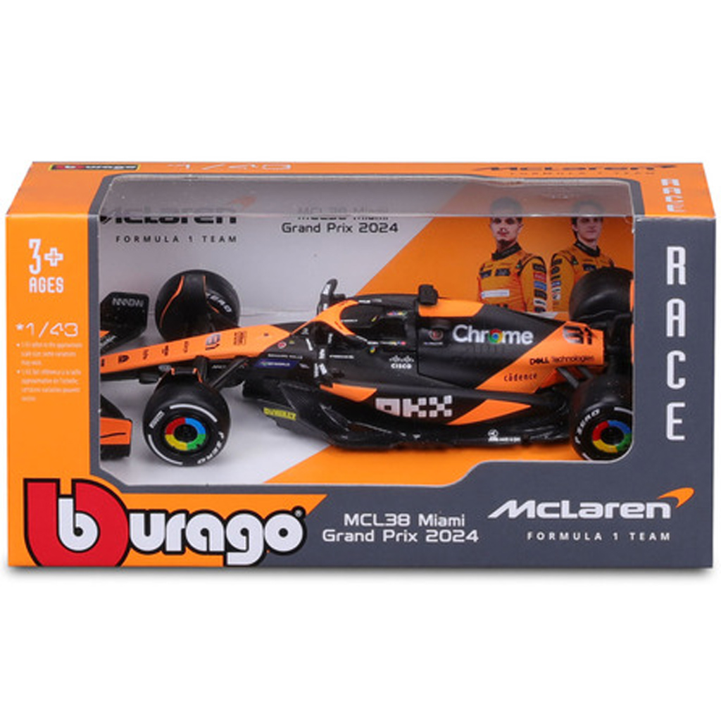 Bburago: McLaren MCL38 Miami Grand Prix 2024 F1-Rennwagen Metall-Modellauto 1:43 (Oscar Piastri #81) Bild 1