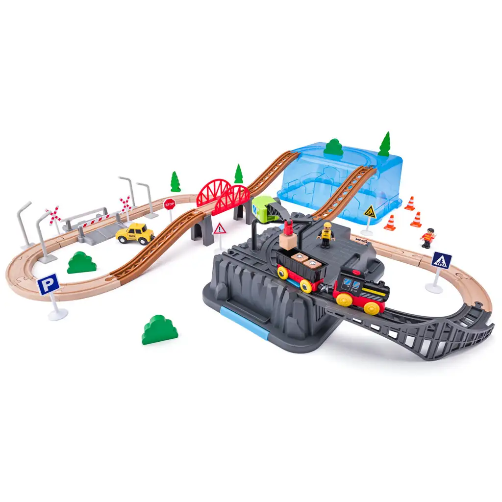 Bergbau-Set mit Eisenbahnschienen 54-teiliges Spielset - Woodyland Bild 2