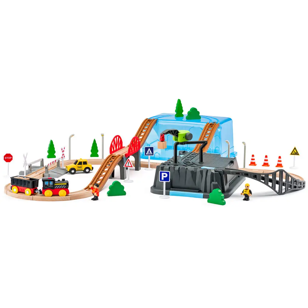 Bergbau-Set mit Eisenbahnschienen 54-teiliges Spielset - Woodyland Bild 1