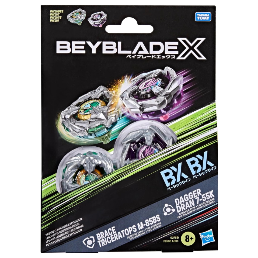 Beyblade X Brace Triceratops M-85BS und Dagger Dran 7-55R Kreisel Set - Hasbro Bild 1