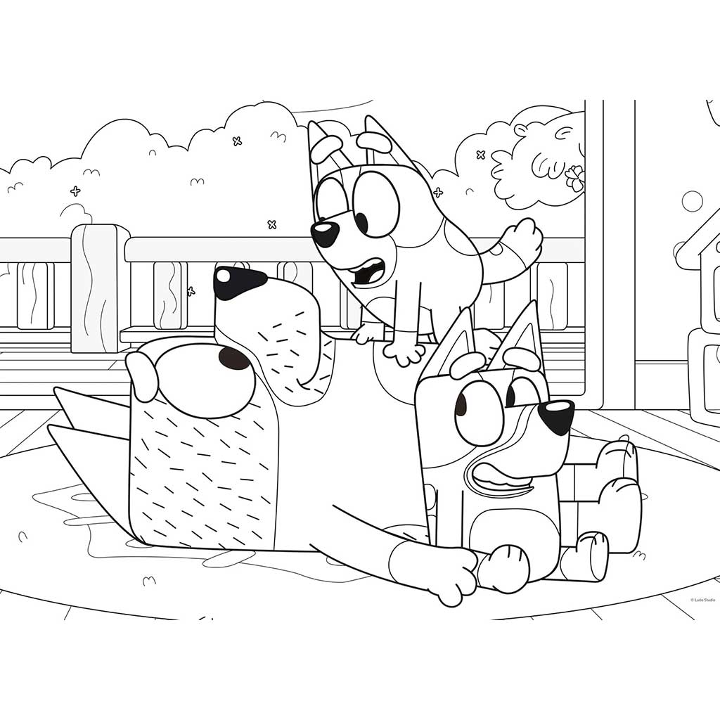 Bluey und seine Freunde 2 in 1 24-teiliges Puzzle und Malbuch 50x35cm - Lisciani Bild 2