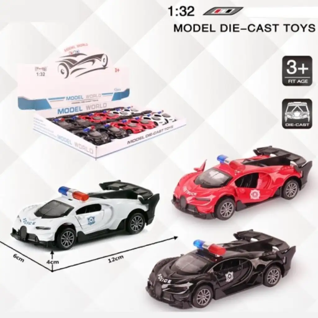 Bugatti Polizeiauto-Modell mit Rückzugmechanismus aus Metall in verschiedenen Ausführungen 1/32 Bild 1