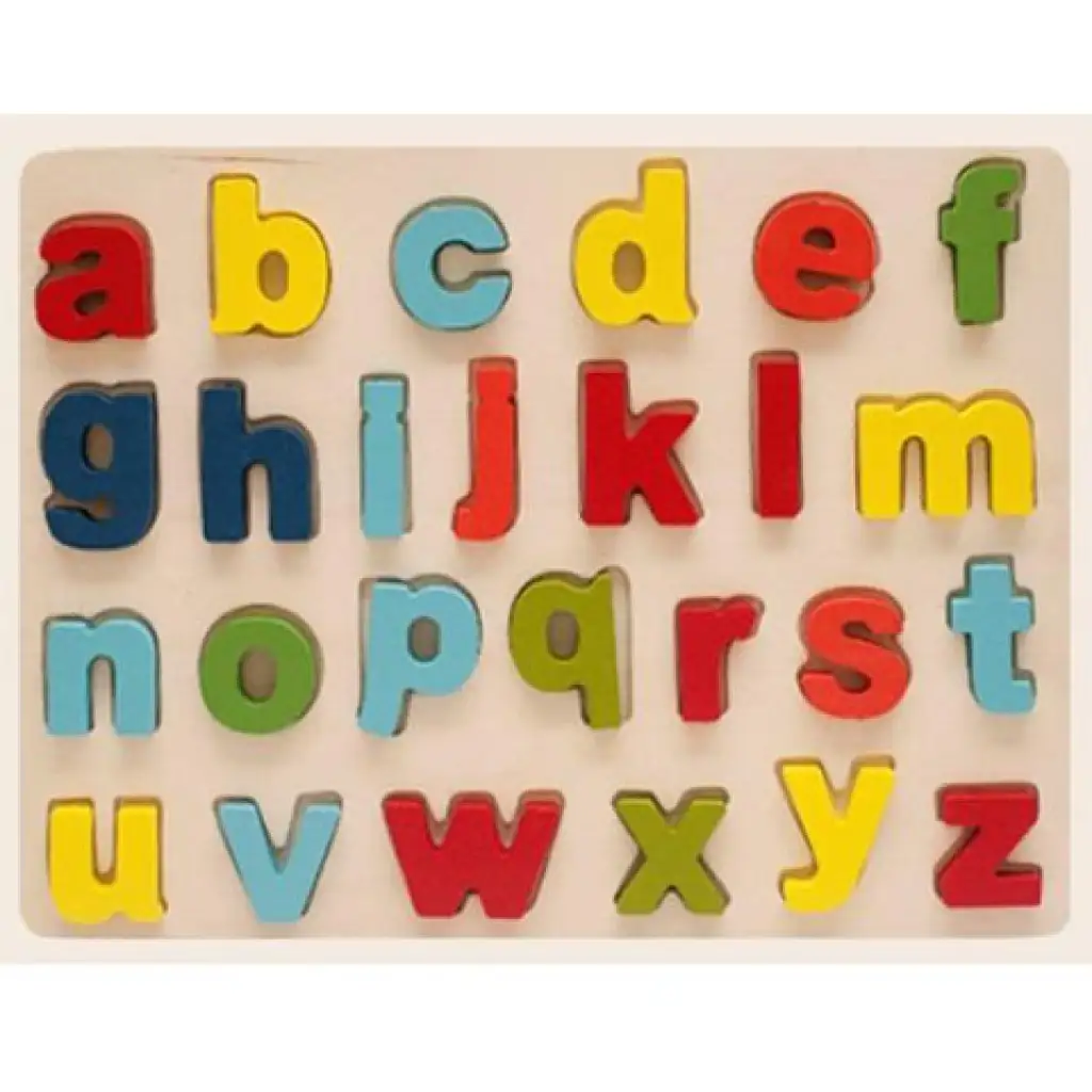 Bunte Holz-Formenpuzzle mit Kleinbuchstaben des ABC, 26-teiliges Set Bild 1