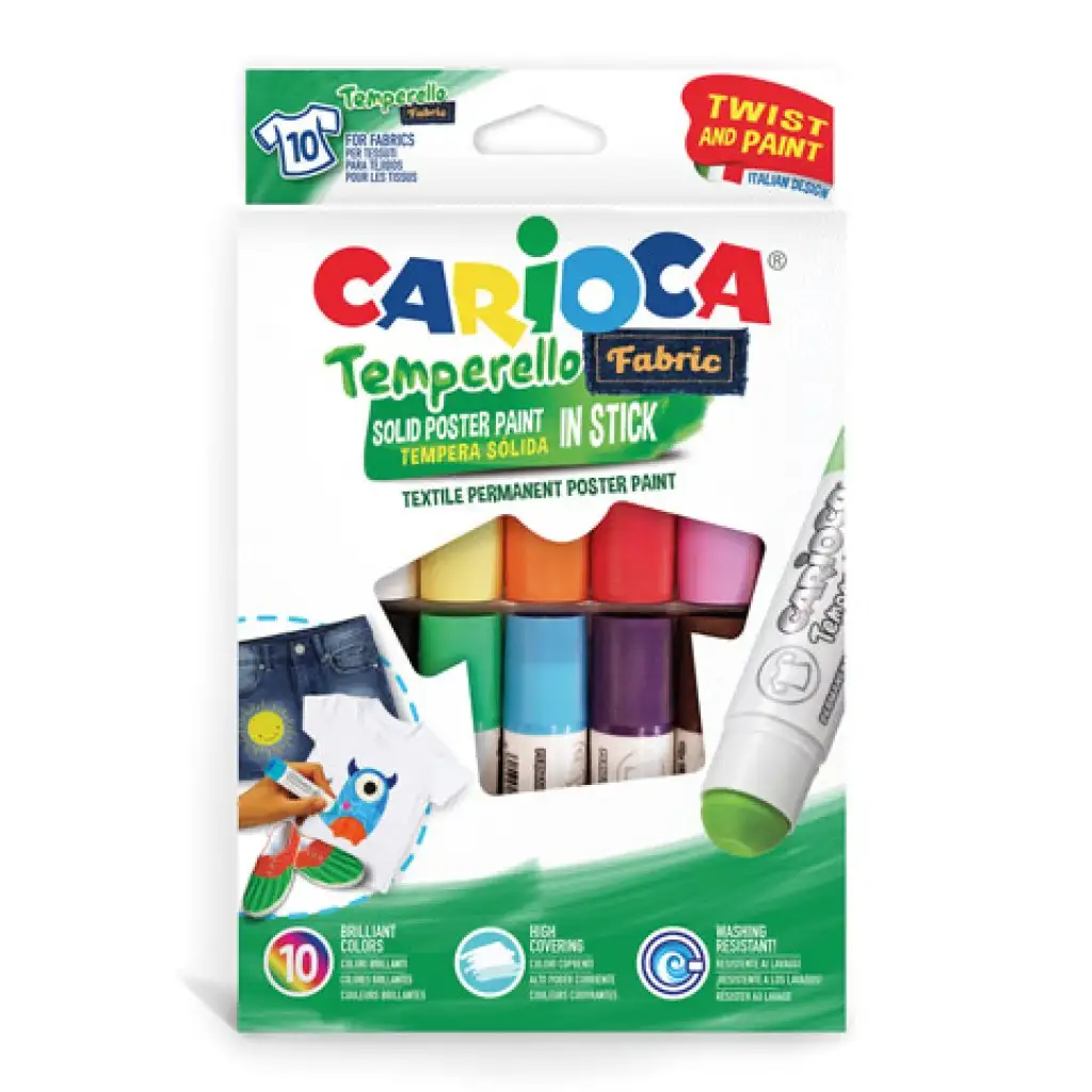 Bunte Textil-Temperastifte 10er-Set - Carioca Bild 1