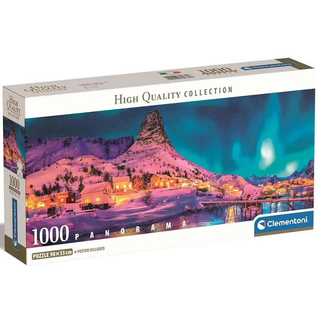 Bunte Winternacht 1000-teiliges HQC Panorama-Puzzle 98x33cm - Clementoni Bild 1