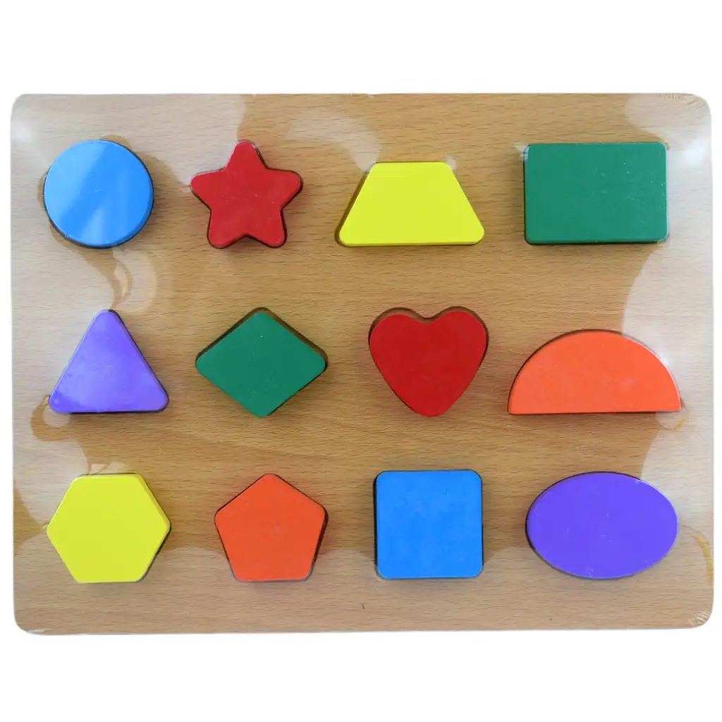 Buntes Holz-Formenpuzzle 30x23cm Bild 1