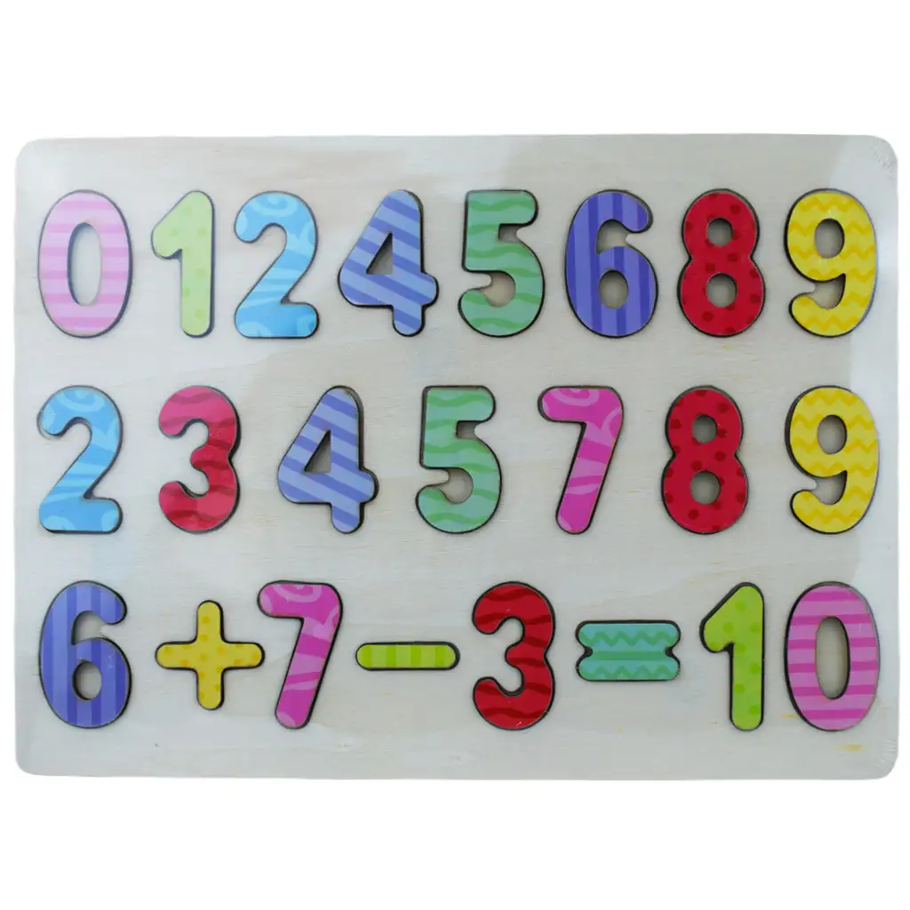 Buntes Holz-Zahlen-Formenpuzzle 30x23cm Bild 1