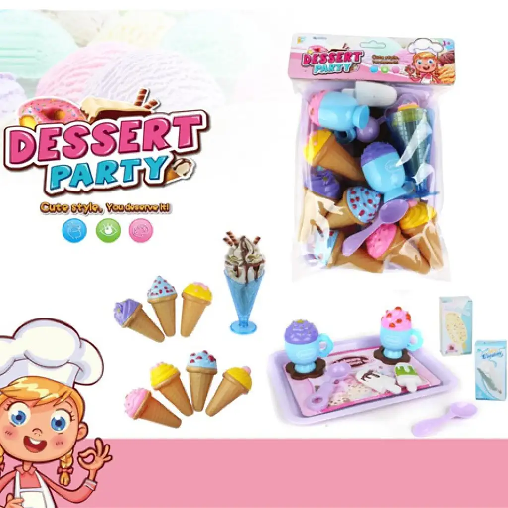 Buntes Kunststoff-Eiscreme-Spielset mit Zubehör Bild 1