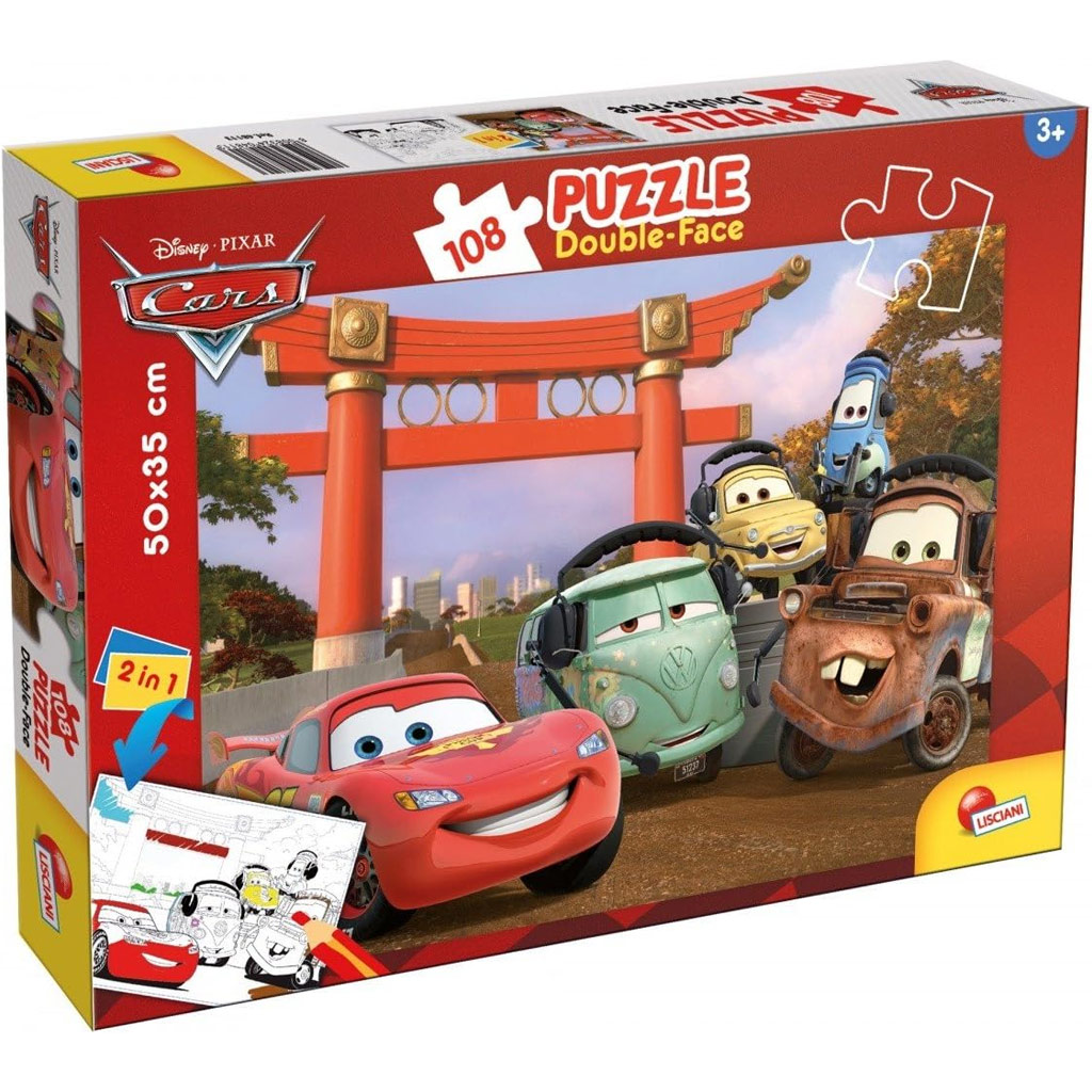 Cars 2-in-1 108-teiliges Puzzle und Ausmalbild 50x35cm – Lisciani Bild 1