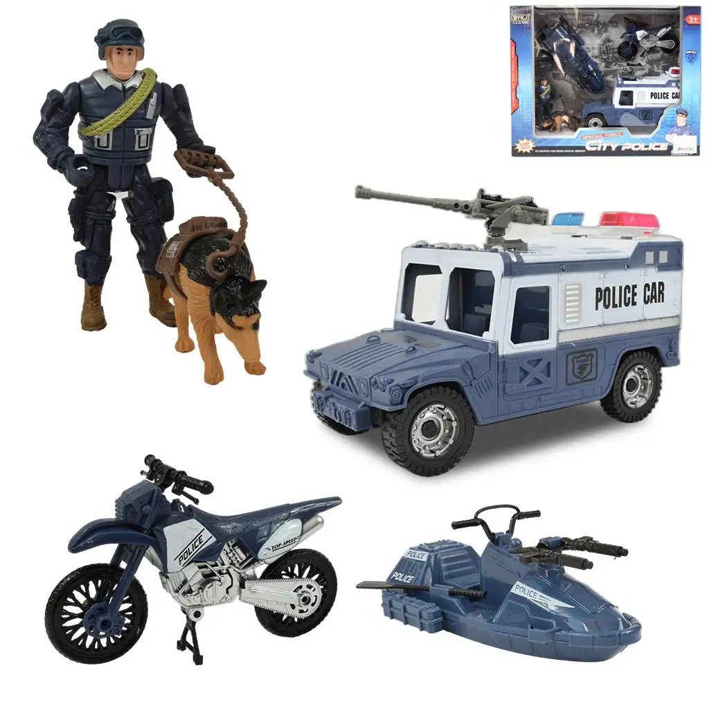 City Police: Polizeispielset mit Fahrzeugen und Polizist Bild 1