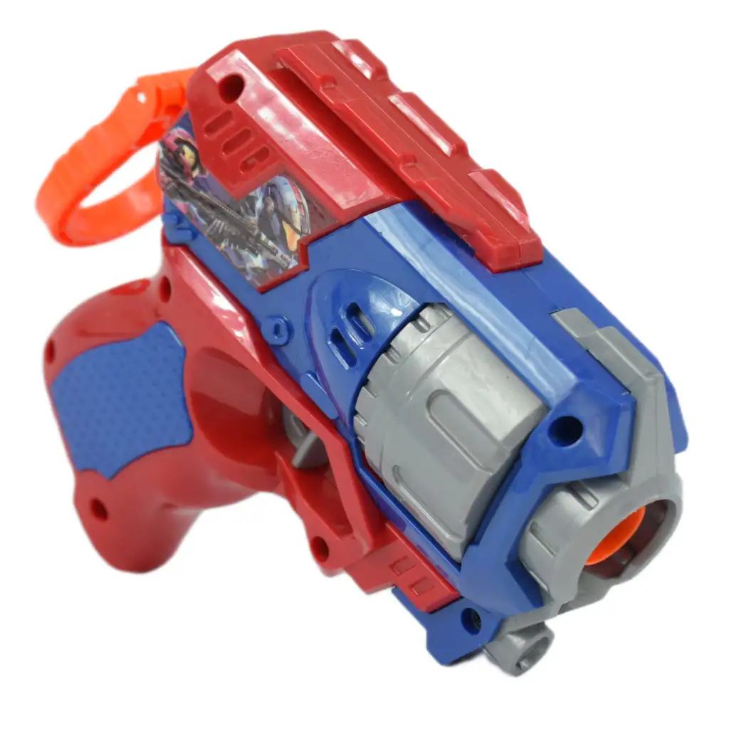 Cool Soft Bullet Gun: Kleine Schaumstoffpistole mit Munition in Blau-Rot, 14 cm Bild 2