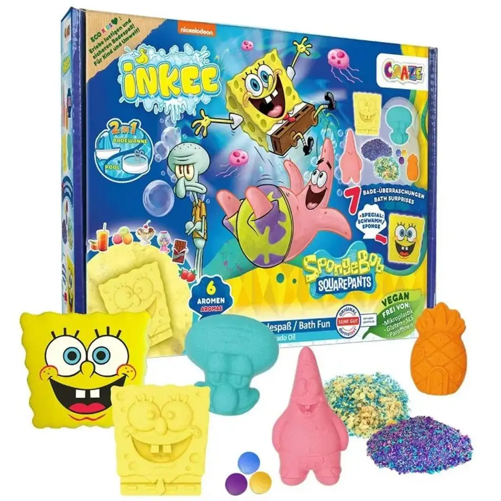 Craze: Inkee Spongebob Schwammkopf großes veganes Badeset Bild 2