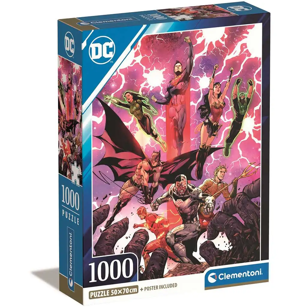 DC Comics: Die Gerechtigkeitsliga Comic 1000-teilige Compact Puzzle 50x70cm - Clementoni Bild 1