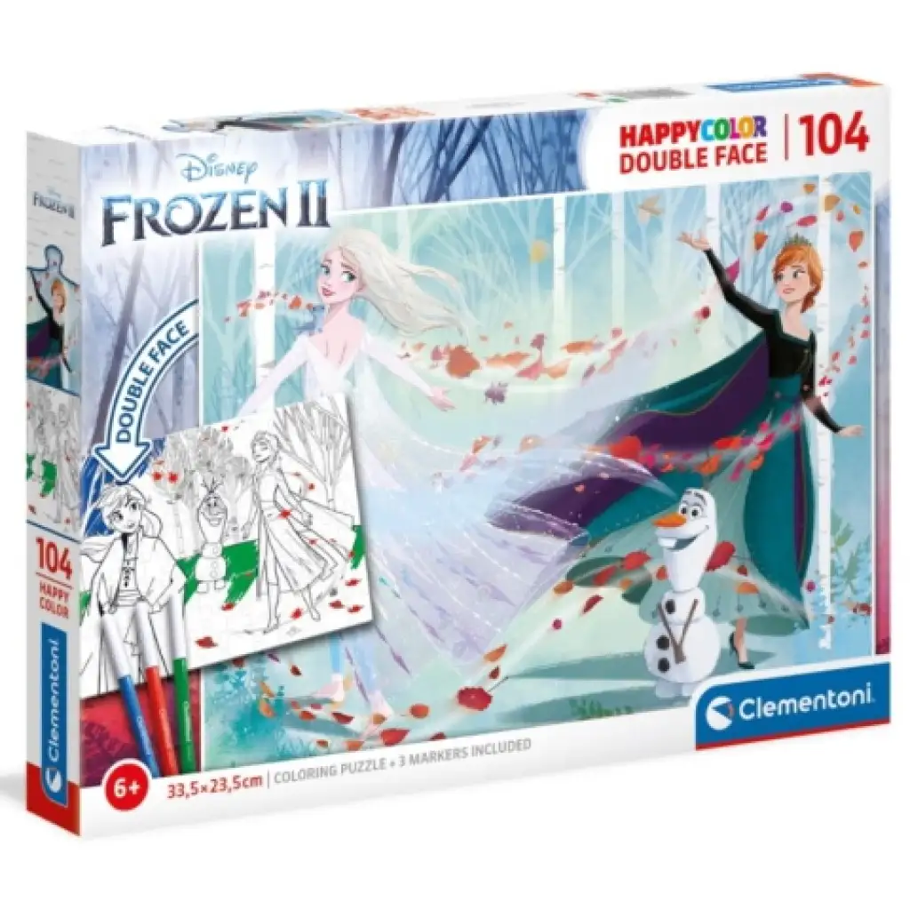 Die Eiskönigin II. Double 2 in 1 104-teiliges ausmalbares doppelseitiges Puzzle - Clementoni Bild 1