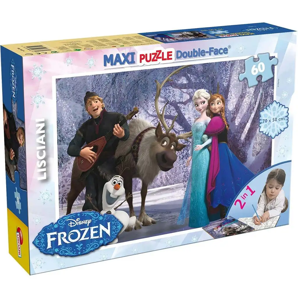 Die Eiskönigin Spaß und Musik 2-in-1 60-teiliges Maxi-Puzzle und Malset 70x50cm – Lisciani Bild 1