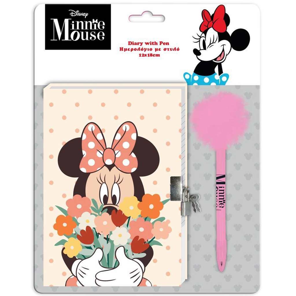Disney: Minnies Maus geheimes Tagebuch mit Schloss und Pom-Pom-Stift 12x18cm 60 Blatt Bild 1