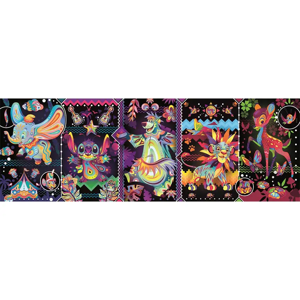 Disney: Neon Charaktere 1000-teilige Panorama-Puzzle 98x33cm - Clementoni Bild 2