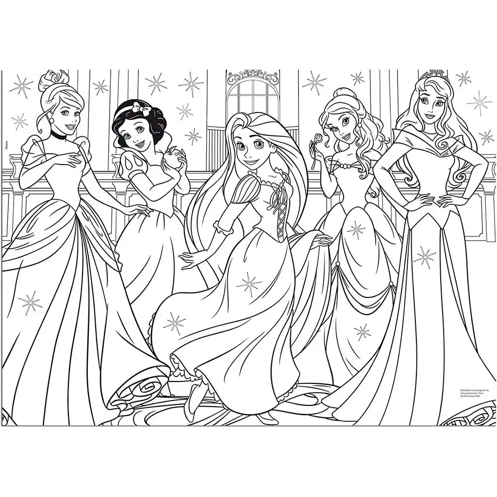 Disney Prinzessinnen 2-in-1 Maxi-Puzzle mit 60 Teilen und Ausmalbild 70x50cm – Lisciani Bild 2