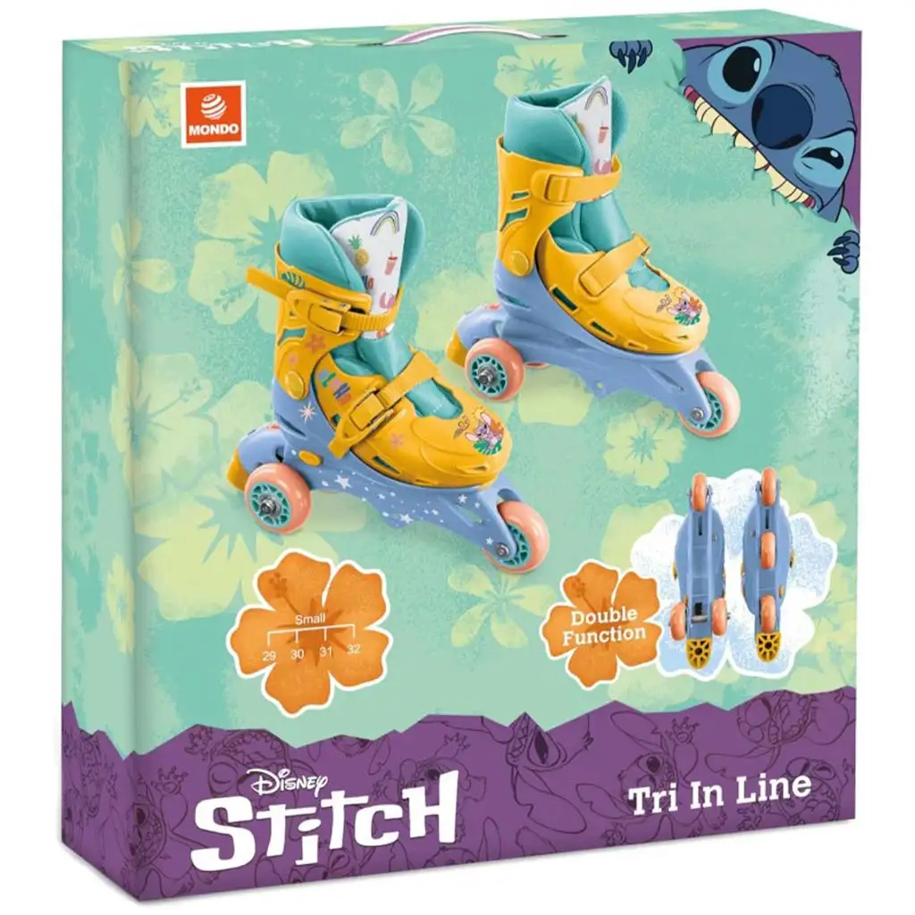 Disney+Stitch ein- oder zweireihige verstellbare Rollschuhe Größe 29-32 - Mondo Toys Bild 1