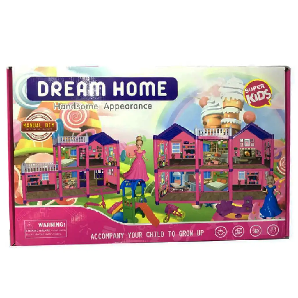 DIY selbst zusammenbaubares Puppenhaus mit Zubehör Bild 1