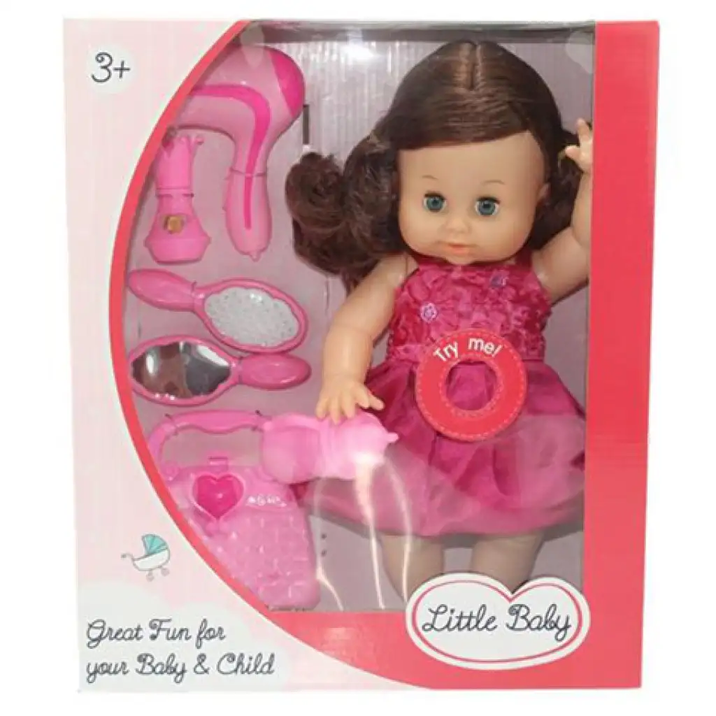 Dorina braunhaarige 36 cm große Puppe, die pinkelt, mit Friseurset, Zubehör und Soundeffekten Bild 2