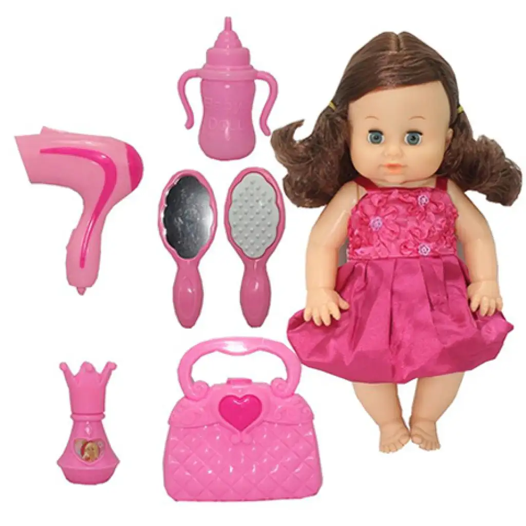 Dorina braunhaarige 36 cm große Puppe, die pinkelt, mit Friseurset, Zubehör und Soundeffekten Bild 1