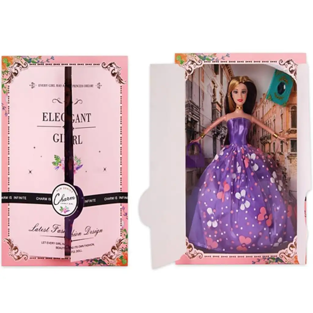 Elegante Modepuppe mit Zubehör in lila Kleid 30cm Bild 1
